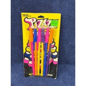 Vtg 1990 Paper Mate Pizazz Pens Wright Bros Medium Point Black Ink Ballpoint x6‎
